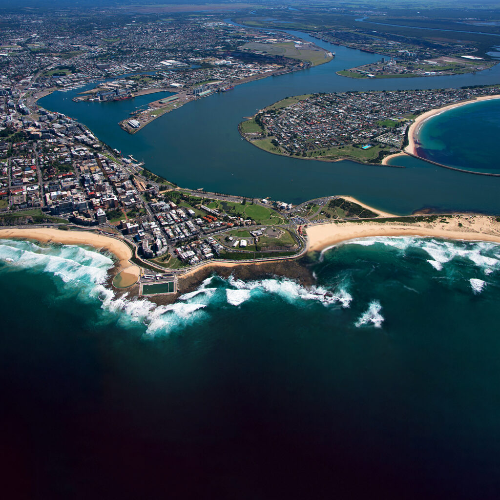 Aerial view of port of newcastle